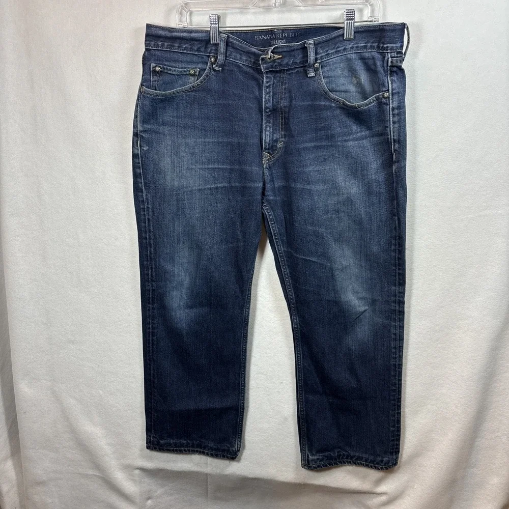 Banana Republic Men's Straight Jean (Fits 34x30) – Dark Wash Mid Rise